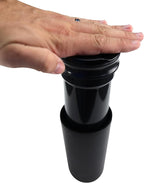 Iconikal Insulated Coffee Tumbler with Built-In French Press - 16 oz Black On-the-Go Coffee Maker - Brewer and Insulated Travel Mug with Closable Sip Lid