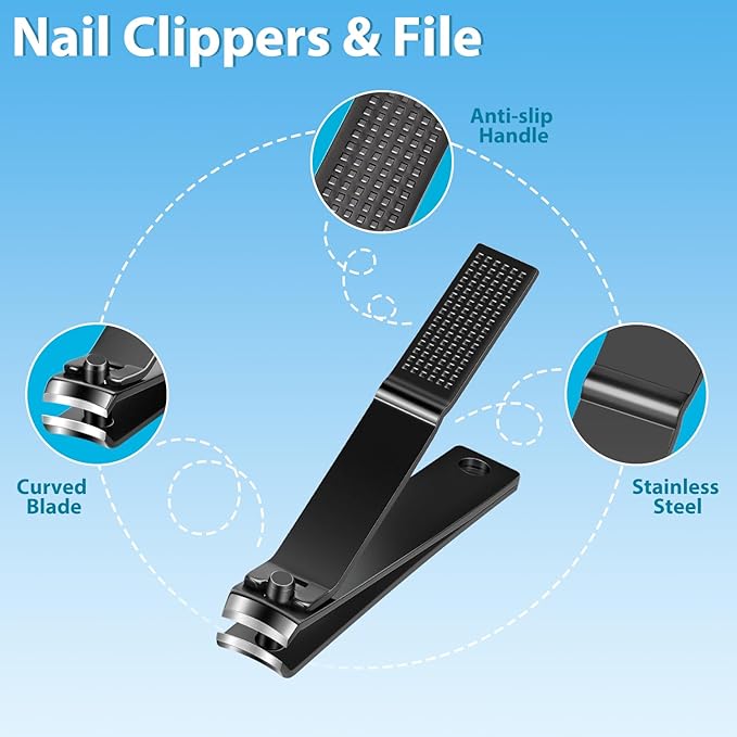 MORGLES Tweezers Set and Nail Clippers, 9 Pcs Stainless Steel Tweezers Kit for Men Professional Manicure Set for Men Grooming Kit With Leather Travel Case