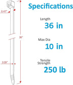 Large Zip Ties 36 inch (250 Pack), Long Zip Ties Heavy Duty with 250 lb Tensile Strength, Big Cable Ties, Black, by ANOSON