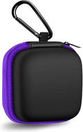 Square Earbud Case Portable EVA Carrying Case Storage Bag Tech Pouch Cell Phone Accessories Organizer with Carabiner for Earphone, Earbud, Earpieces, SD Memory Card, Camera Chips, Purple