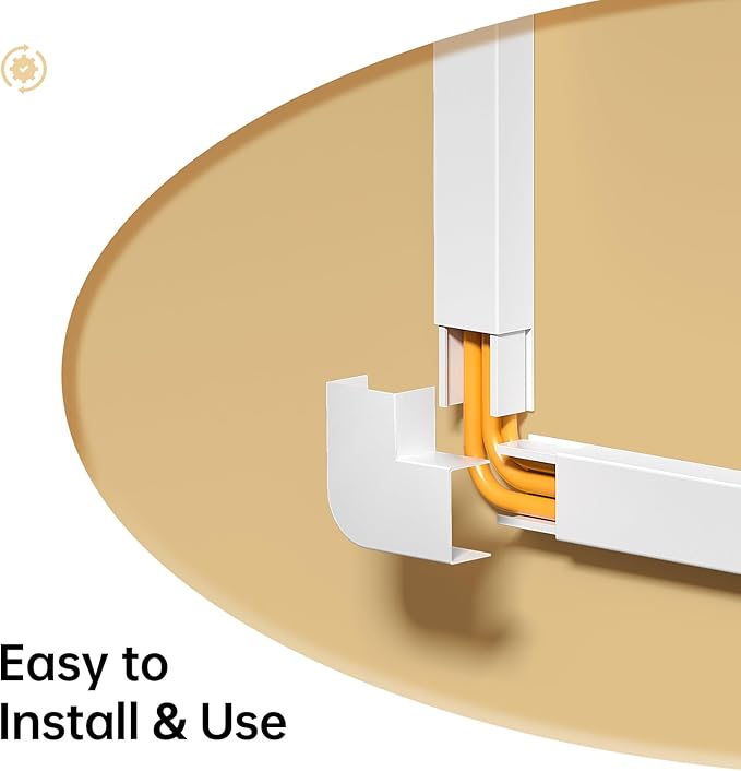 Delamu Cord Hider, 85in Cord Covers for 2-3 Wires on Wall, Self-Adhesive Cable Hider, Paintable Wire Hiders Wire Covers for TV Cords on Wall, Easy Mount Cable Cover Raceway Kit, W0.95 H0.55in, White