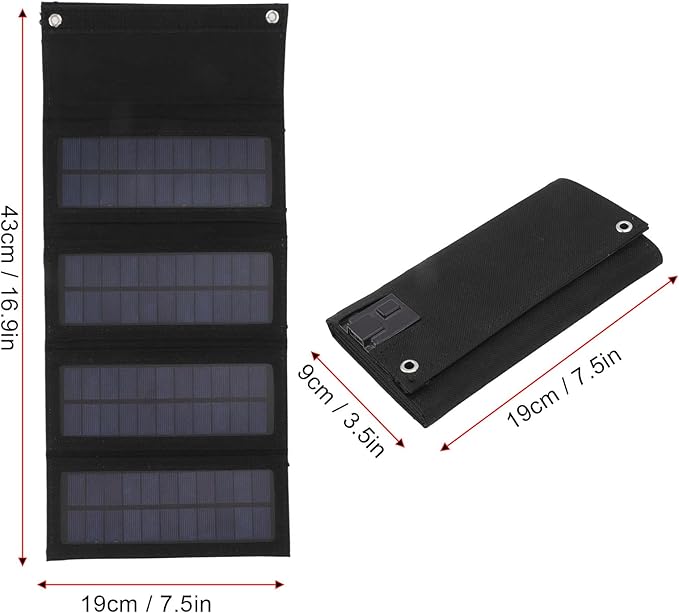 Jeanoko 1PCS 40W Foldable Solar Panel Charger, Low Light Solar Panel, High Conversion Efficiency for Backpacking for Camping,Portable Solar Panel Kit(Black)