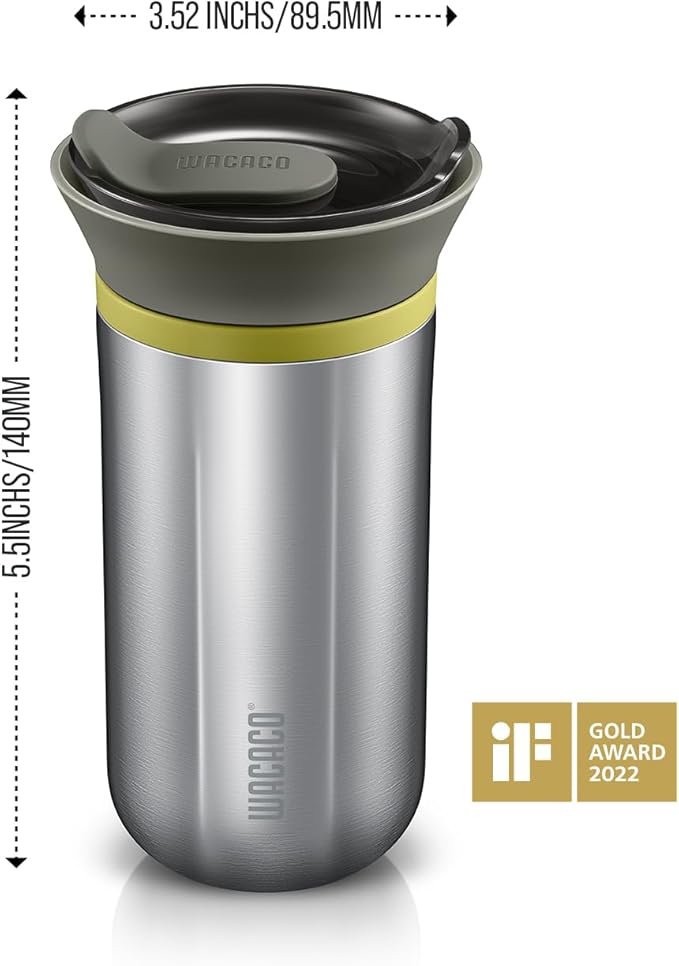 WACACO Cuppamoka Coffee Pot, Portable Drip Coffee Maker, Pour Over Coffee Machine with 10 Cone Paper Filters, Manually Operated, Stainless Steel Coffee Brewer, 10 fl oz