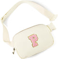 Gitus Personalized Gifts Birthday Gifts for Girls Fanny Pack Cross Body Bags with Initial Letter Preppy Stuff Gifts for Her Girlfriend Wife Sister Friends Mom (Ivory-P)
