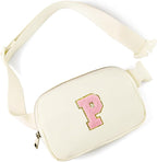 Gitus Personalized Gifts Birthday Gifts for Girls Fanny Pack Cross Body Bags with Initial Letter Preppy Stuff Gifts for Her Girlfriend Wife Sister Friends Mom (Ivory-P)