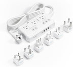 TESSAN Voltage Converter US to Europe, 220 to 110 Voltage Converter, Universal Travel Adapter with 4 USB Ports (1 USB C), 3 AC and EU UK AU IT in ZA Plug Power Adapter, Step Down Transformer, 6 FT