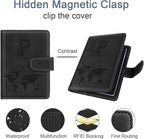 Passport Holder Cover Personalized Initial Letter A-Z Travel Wallet RFID Blocking Passport Cover Passport Book Holders for Women and Men, Black-P