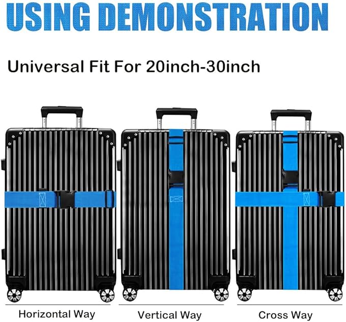 Luggage Straps for Suitcases TSA Approved-2 Pack Bright Personalized Luggage Belt Strap for Suitcase/Carry On Bag Luggage Accessories for Travel (SkyBlue)