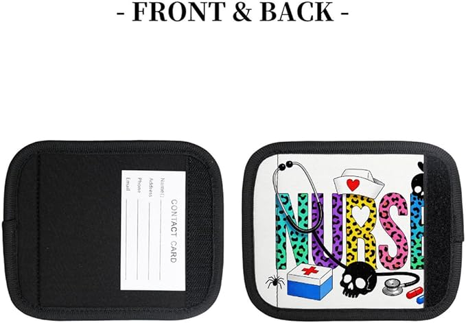 2 Pack Luggage Handle Wrap with Travel Tags - Non-Slip Protective Cover Soft Handle Grips Covers for Suitcase(Nurse)