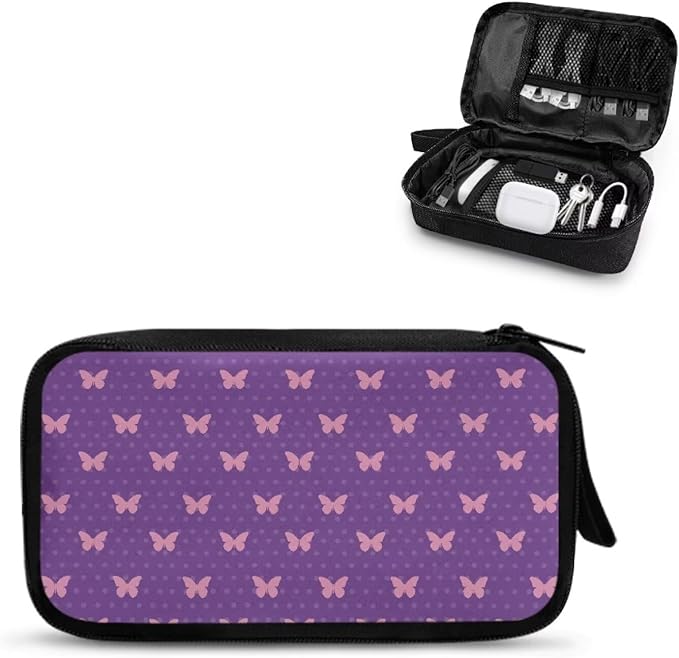 Butterfly Travel Cord Organizer Case Portable Cable Organizer Bag for Charger Phone Earphone Large Tech Pouch Electronics Organizer Travel Case