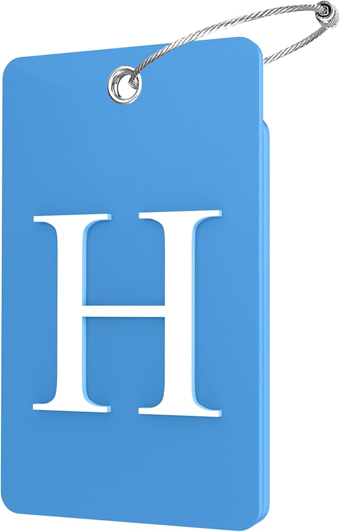 Gostwo 2 Pack Luggage Tags for Suitcases, 26 Initial Letter Travel Luggage Baggage Identification Labels ID Tag Fully Bendable Tags with Stainless Steel Loop (Blue) (Letter H)