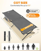 Sportneer Camping Cot, 78.3"x28.7"x14.6" Sturdy 6-Leg Foldable Guest Bed for Adults with Storage Bag & Side Pocket, Compact Portable Design 330 LBS Support
