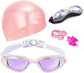 Swim Goggles Swimming Goggles No Leaking with Nose Clip, Earplugs, Swim Cap and Case for Men Women