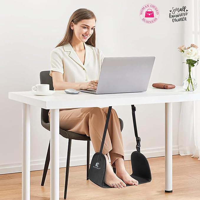 Luxury Airplane Foot Hammock - Removable Base & 60D Premium Memory Foam Footrest for Travel, Office, Gaming & Train - No Foot Clashing, Adjustable, Waterproof, Pouch + Stick-On Guide Included