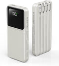RONEGN Portable Charger with Built in Cable - Power Bank Fast Charging 22.5W USB C 10000mAh LED Display Travel Battery Pack 5 Outputs & 3 Inputs for iPhone Samsung Android iPad Phones Tablets etc