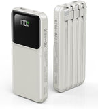 RONEGN Portable Charger with Built in Cable - Power Bank Fast Charging 22.5W USB C 10000mAh LED Display Travel Battery Pack 5 Outputs & 3 Inputs for iPhone Samsung Android iPad Phones Tablets etc