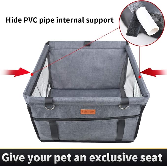 Dog Car Seat Puppy Portable Pet Booster Car Seat with Clip-On Safety Leash and PVC Fram, Anti-Collapse,Perfect for Small Pets