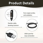2-Pack Universal Magnetic Charger Cable for Smart Watch, 4-Pin 7.62mm Pin-Pitch Fast Charging Replacement Cord for Smartwatch, Fitness Tracker, Bone Conduction Headphones, Smart Glasses Accessories