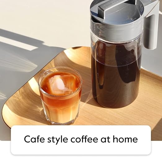 Takeya Deluxe Cold Brew Coffee Maker - BPA-Free Tritan Pitcher with Airtight Leakproof Lid, Silicone Grip Handle, Fine-Mesh Filter - Shatter-Proof, Dishwasher Safe, Made in USA - 1 Quart/White