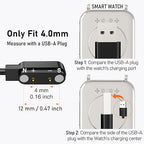 Audiovance 2-Pack AB400 Reversible Smartwatch Charger – Innovative Magnetic Charging Cable, Solves Polarity Mismatch, Universal for All 4.0mm-Pin-Pitch Smart Watches