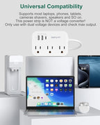 European Travel Plug Adapter, US to UK Europe Power Strip for EU/UK/US with 5ft Extension Cord, 3 USB Ports 3 AC Outlets, International Travel Power Strip, Type C for Europe EU Germany France