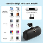 Kuulaa Portable Phone Charger with Built-in USB-C Plug, 5000mAh Mini Portable Charger Power Bank Small Battery Pack for iPhone 15/16/17 Samsung S24/S23 & Android (Black)