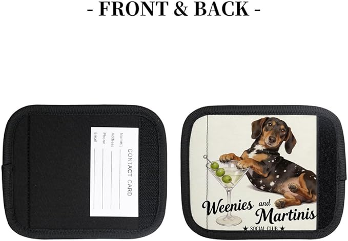2 Pack Luggage Handle Wrap with Travel Tags - Non-Slip Protective Cover Soft Handle Grips Covers for Suitcase(Dogs Social Club)