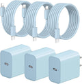 iPhone Fast Charger 3+3Pack 20W USB C Wall Charger with 6FT Fast Charging Cable Compatible with iPhone 14/13/12/11/Pro/Pro Max-Blue