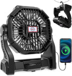 Portable Rechargeable Camping Fan for Tent, LED Lantern, 270 Rotation, 36 Hours 10-Inch Quiet Personal USB Cooling Fan for Travel, Home, Office