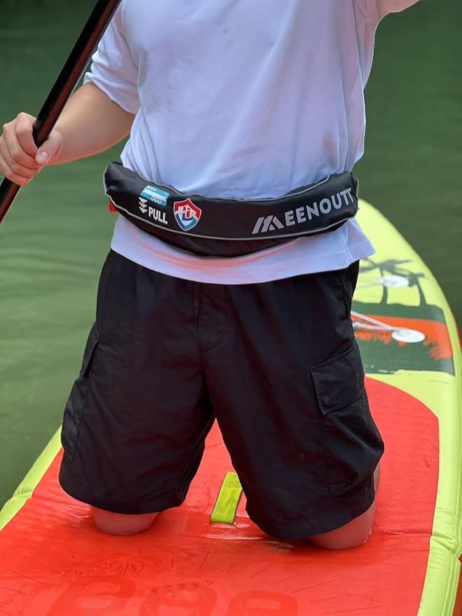 Automatic Inflatable Belt Pack Water Sports Jacket Waist Belt PFD for SUP Paddleboarding Fishing Boating Kayaking（fit 80-330 lbs） (Fluorescent yellow)