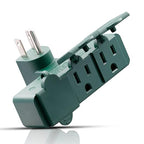 ELEGRP 3-Prong Weatherproof 3-Outlet Extender Adapter, Heavy Duty Triple Grounding Outlet Power Extender with Dust-proof Cover, Indoor/Outdoor Use, ETL Listed, 1 Pack, Green