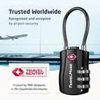 2 Pack TSA Approved Travel Combination Cable Luggage Locks for Suitcases & Backpacks - Black
