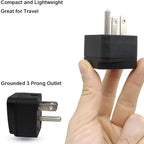 US Travel Plug Adapter EU/UK/AU/in/CN/JP/Asia/Italy/Brazil to USA (Type B), 3 Prong Grounded USA Wall Plug, International Mini Travel Adapter and Converter, Wall Outlet Power Charger Converter Black
