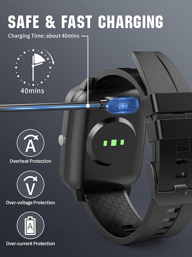 TiMOVO Smart Watch Charger Compatible with YAMAY VeryFitPro SW021,SW01,Willful SW023,SW025, Magnetic USB Charging Cable for Letsfit ID205L,Letscom ID205S,ID216,Umidigi Uwatch 3,Uwatch GT, Black