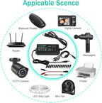 Universal Power Supply 3V~24V 3A 72W Adjustable Variable 3V 5V 9V 12V 18V 20V 24V AC/DC Adapter Charger, 100V-240V AC to DC Converter with 14 Tips, Polarity Converter and 4-Way Power Splitter Cable
