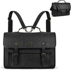 MOSISO 3 in 1 Laptop Bag, 15.6 inch PU Leather Shoulder Bag Briefcase Messenger Satchel Laptop Backpack, 15-16 inch Computer Bags Handbag Bookbag, Black