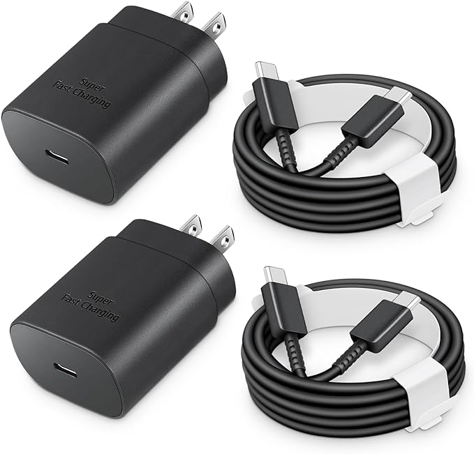 25W USB-C Fast Charger Block with C-to-C Cable [PD PPS Compatible] for Galaxy S24/S23/S22, Pixel 8/7, Z Flip 5, i Phone 17/16/15 - Compact Type C Charger