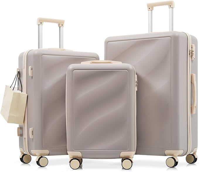 Merax Luggage Set 3 Piece, Hardshell ABS Suitcases with Spinner Wheels, Lightweight Durable TSA Approved Carry-on & Checked Luggage for Travel (20"/24"/28")