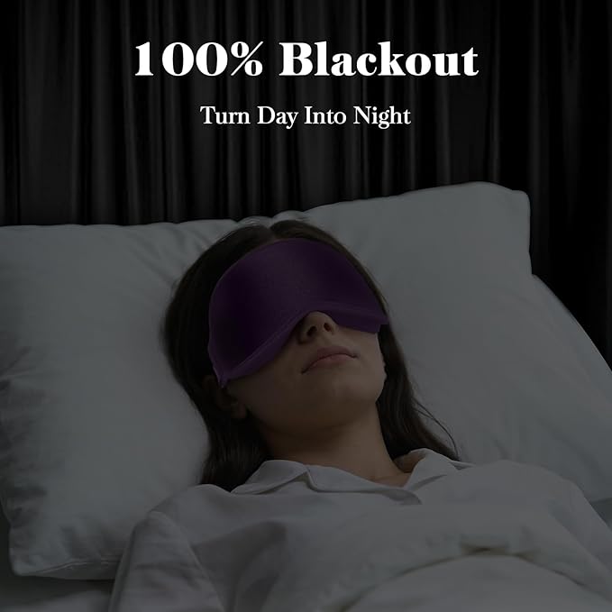 Fygrip 3D Eye Mask Sleep Mask for Men & Women, 100% Pressure-Free & Light Block-Out Eye Mask for Sleep with Easy Adjustable Strap, Night Eye Cover for Travel, Purple