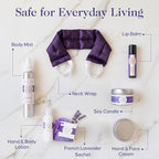 Victoria's Lavender Luxury Spa Gift Basket for Women, Neck Wrap, Body Mist, Body Lotion, Lip Balm, Soy Candle, Lavender Face Cream & Sachet, Birthday Gifts