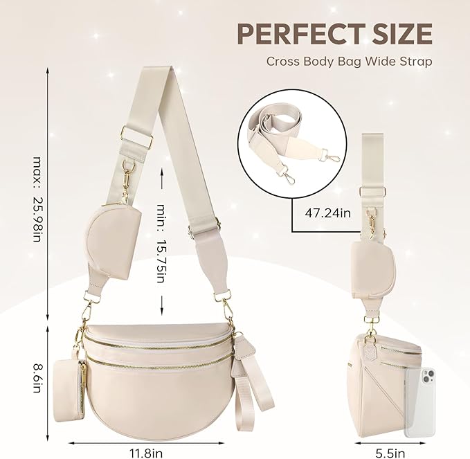 Cross Body Bag for Women Bum Bag Checkered Belt Bags Fanny Packs for Girls Travel Purse Fashion Waist Packs Crossbody Nylon Purse Trendy Shoulder Bags for Womens