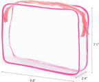 Tbestmax 10 Pack Clear Cosmetic Bags Makeup Bags Portable Waterproof TSA Approved Travel Toiletry Bags Large Organizer Rose Red, 9.8" x 7.1" x 2.4"
