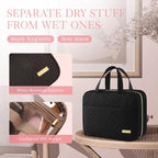 HOTOR Travel Toiletry Bag - Hanging Toiletry Bag for Women & Men, Makeup Bag/Big Comparment, Waterproof for Travel Accessories, Travel Essentials, Large, Black
