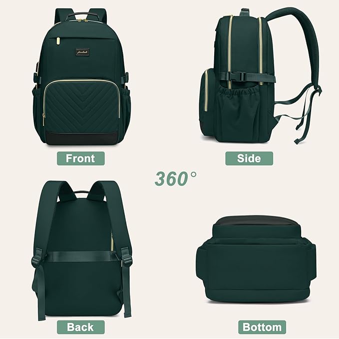 Focdod Laptop Backpack for Women Bookbag: 15.6 inch Work Backpacks with Pouch Pocket for Large Capacity Cup & USB Charger College Book Bag Travel Business Nurse Teacher Bookbags Anti-theft Back Pack