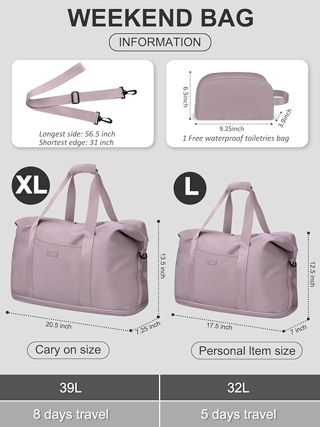 Expandable Travel Duffle Bags Weekender Overnight Bags for Women Men Hospital Bag for Women Labor Delivery with Toiletry Bag Waterproof