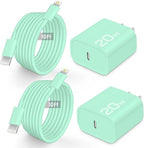 AISNI Fast Charger Block for iPhone 14 13 12 with 10 Foot Fast Charging Cable,MFi-Certified, 20W PD USB C i-Phone Charger 10 ft Compatible with iP14 Plus/14/13/12/11 Pro Max/XSMax (2-Pack Green)