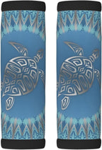2 Pack Silver Blue Turtle Mandala Maritime Coastal Luggage Handle Wraps Suitcase Tags Identifiers for Travel Accessories
