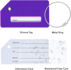 10 Pack Silicone Luggage Tag for Suitcases with Stainless Loop, TSA Approved, Privacy Protection Travel Essentials Bag Tags by Gostwo, Purple
