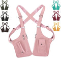 Leather Shoulder Armor Hidden Underarm Strap Wallet Adjustable Anti Pickpocket Accessories with Double Bag for Men, Women Leather Armor (pink)