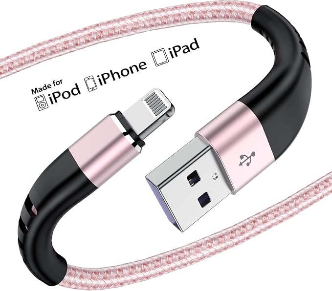 Essri 2Pack for iPhone Charger Cord 10FT, Lighting Cable 10 Feet to USB Charging Cable, Nylon Braided Charging Cord 10 Foot Compatible with iPhone 14 13 12 11 X XS XR 15 Pad -Pink